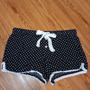 Faded Glory Womens Small (4-6) Polka Dot Pajama Shorts with Bow Black White
